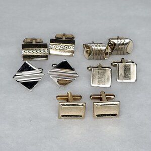 Vintage Cufflinks Gold Silver Tone Basic Simple Swank Unbranded Lot Of 5 Pair